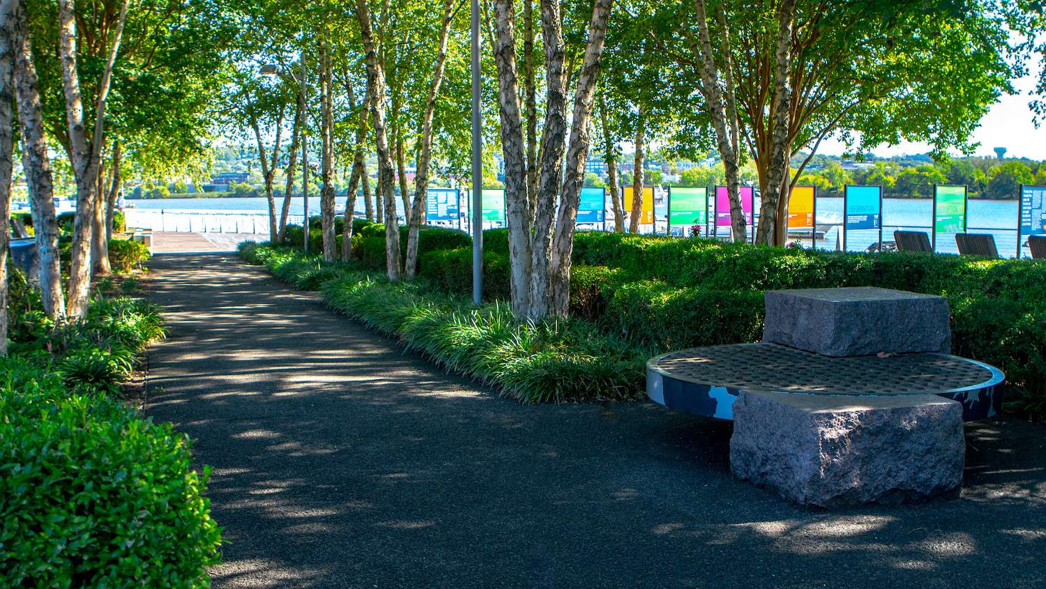 Capitol Riverfront Improvement District walkway park plant beds