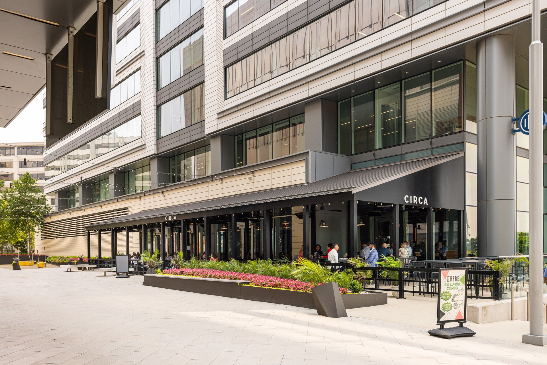 The Boro Raised landscape beds seating bench restaurant 