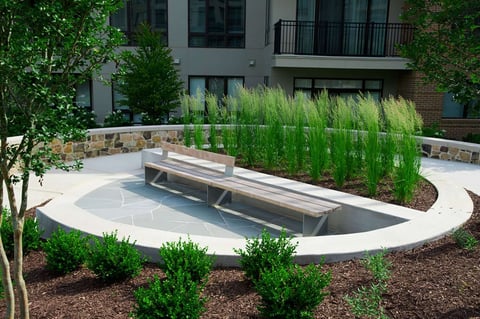 Plant bed with bark mulch
