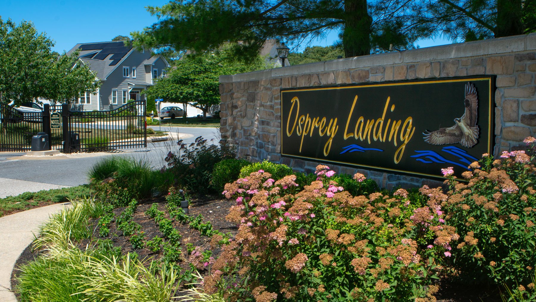 osprey landing entrance sign landscape bed