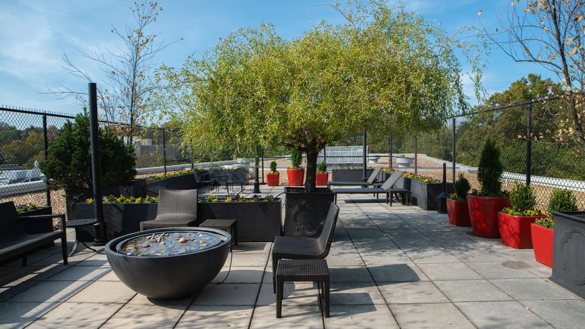 green roof with seating area