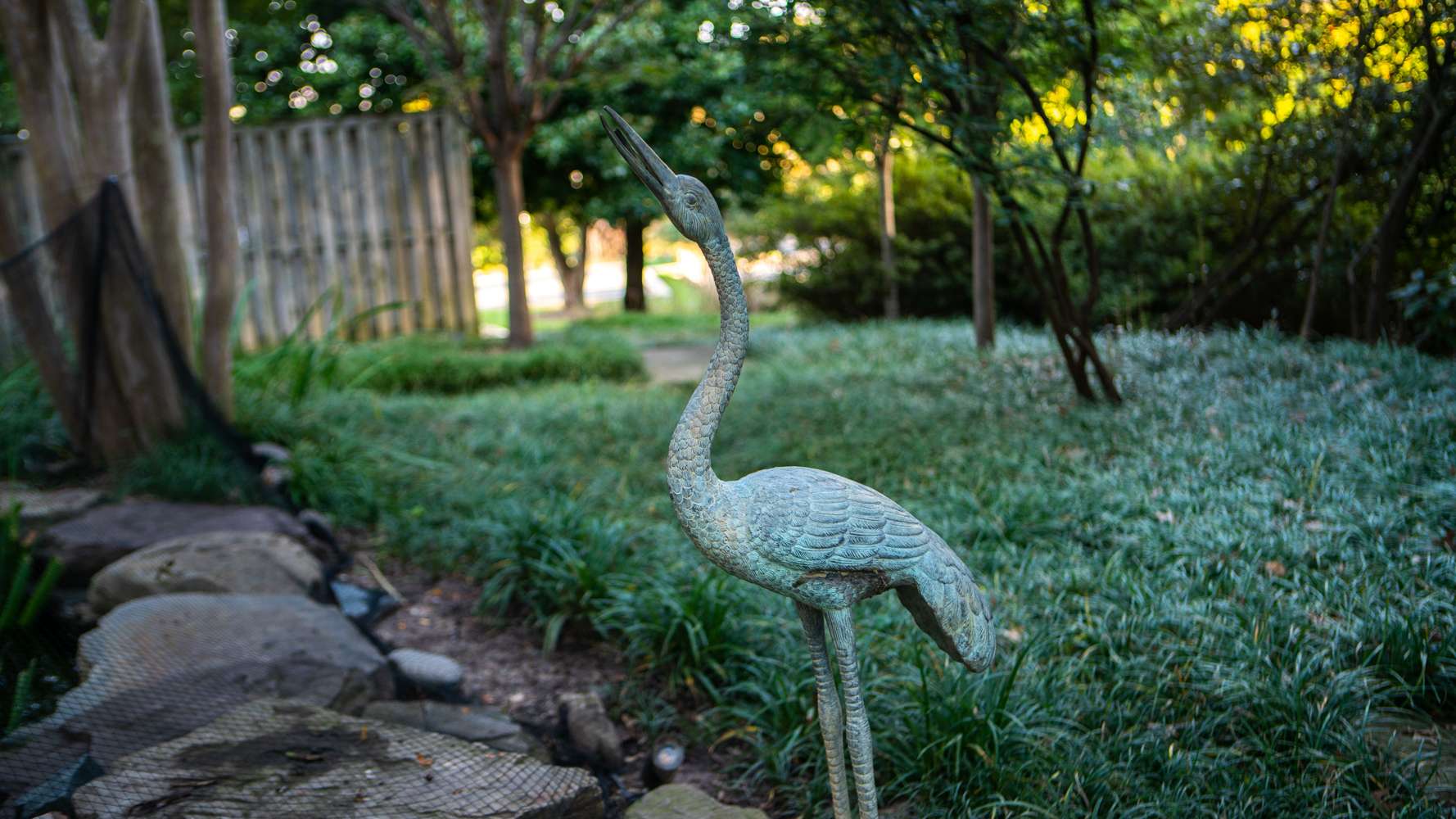LevelGreen Commercial pond statue bird crane grasses perennials