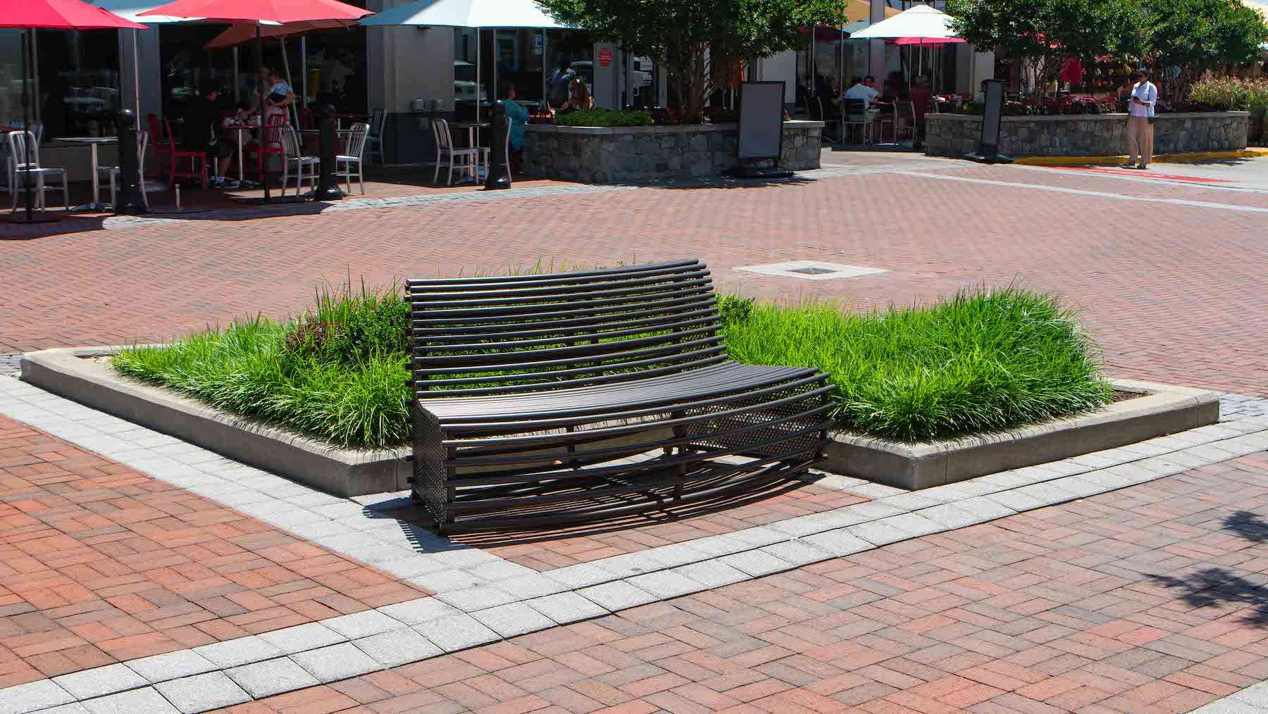 Park-Potomac-bench-native-grasses brick paver patio and walkway