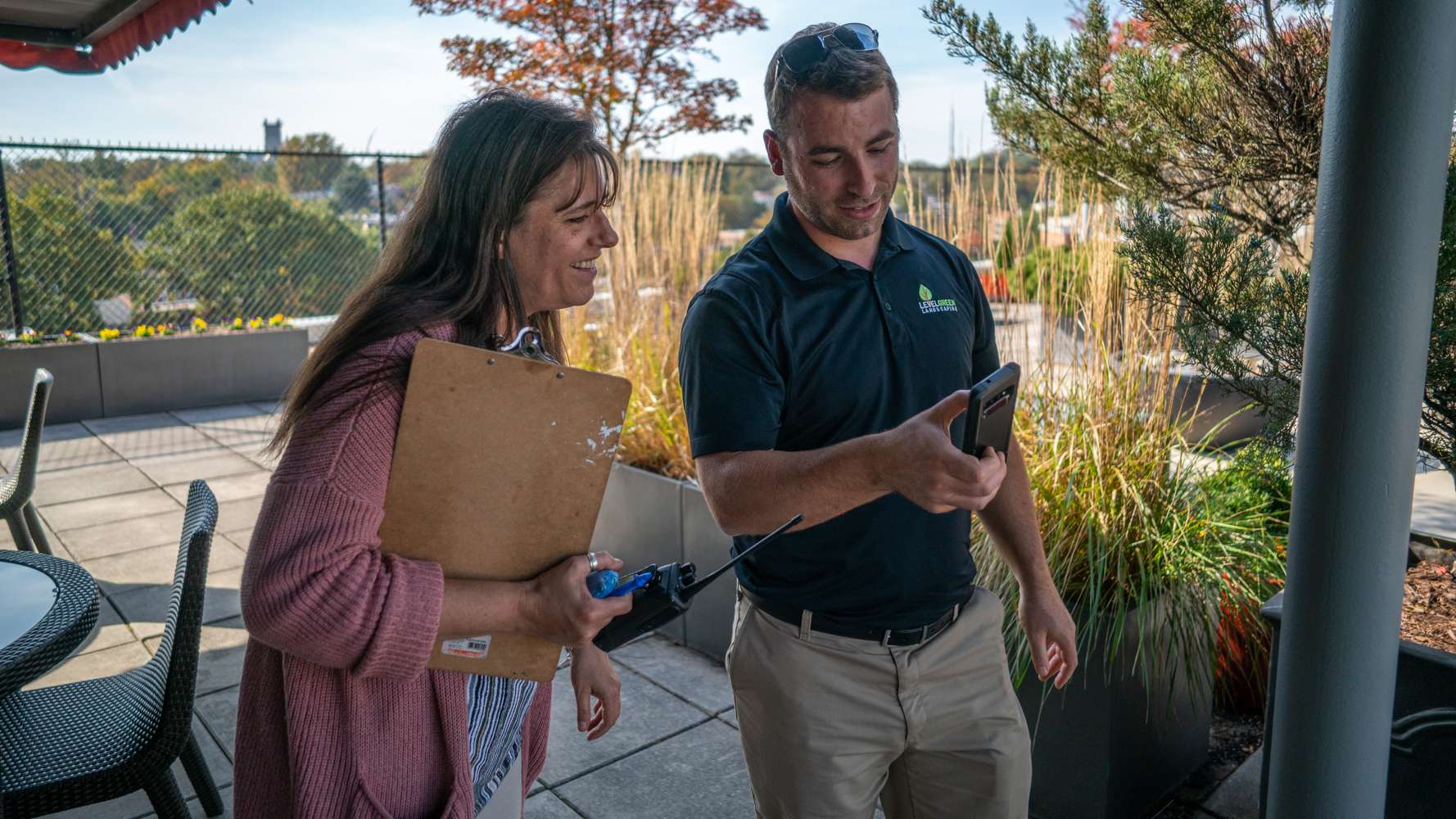 LevelGreen Commercial Account Manager and Customer Meeting Inspection Container Gardens 28