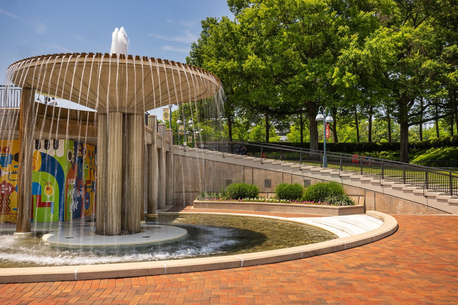 Columbia Lakefront water feature bench seating paver walkways 1