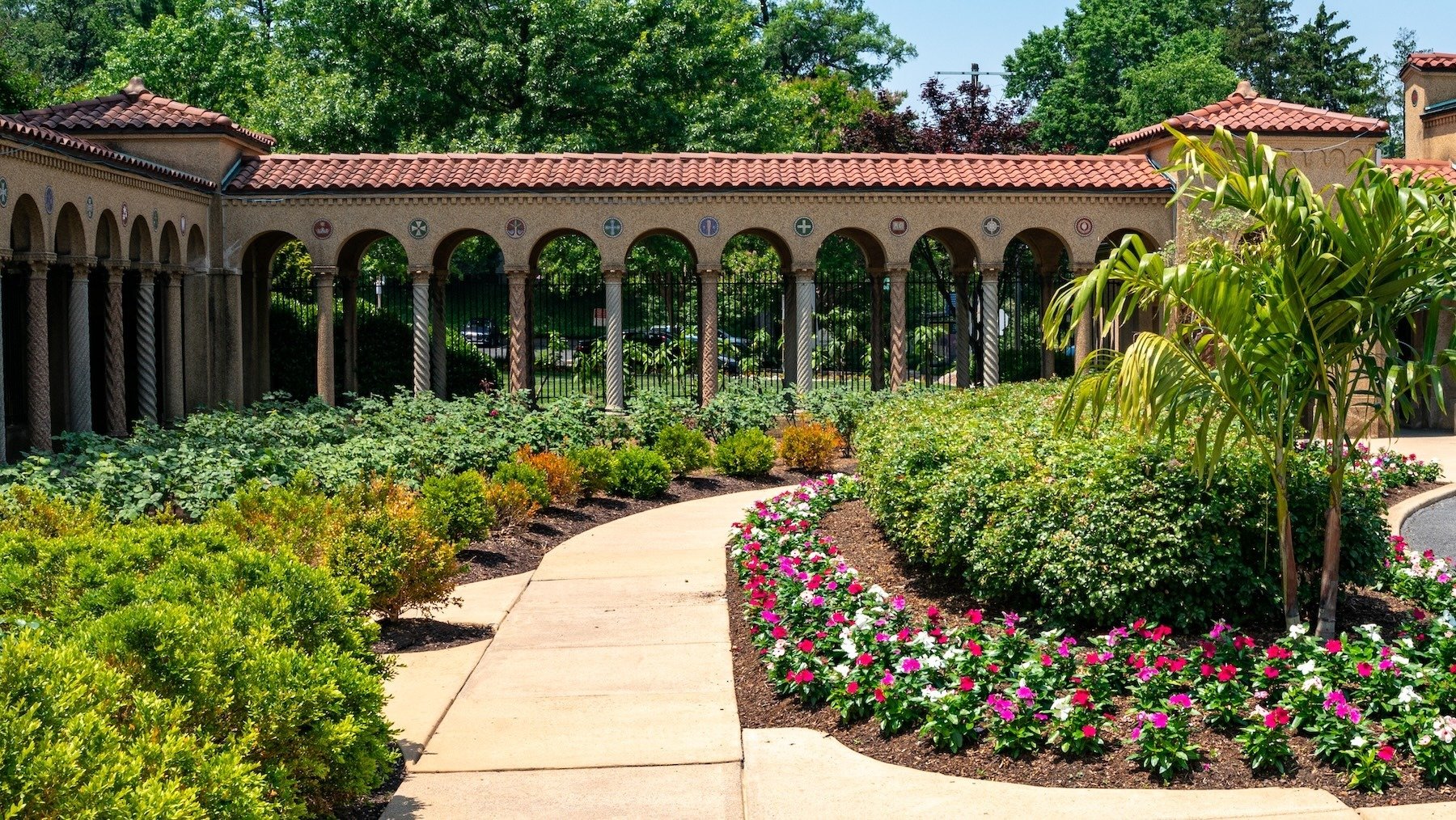 Franciscan Monastery landscape beds walkway 