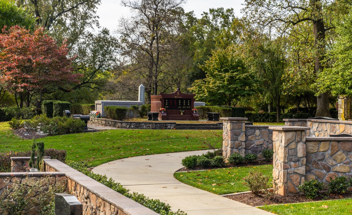 Parklawn Cemetary sidewalk landscaping 