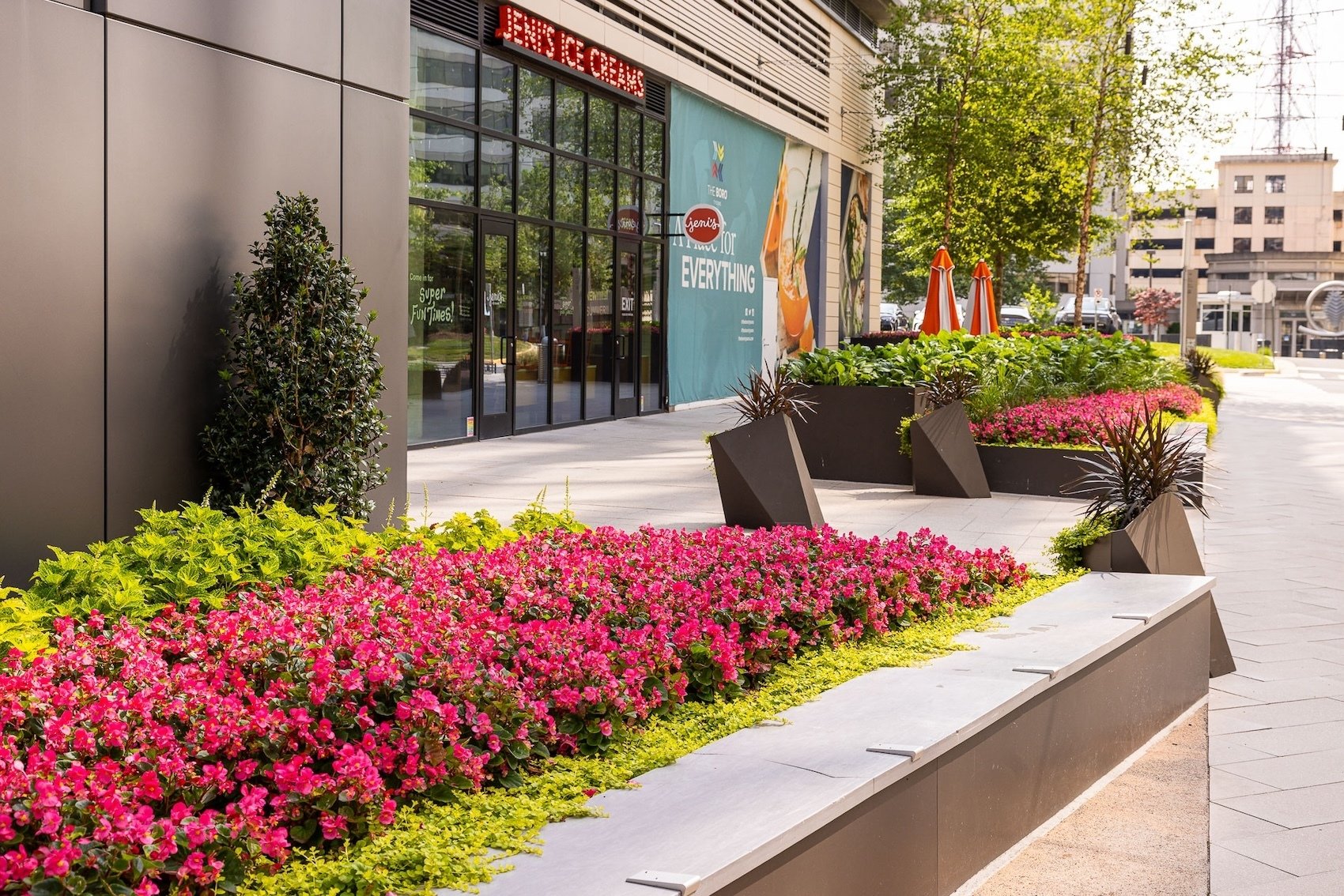 The boro raised landscape beds closeup flowers container gardens 