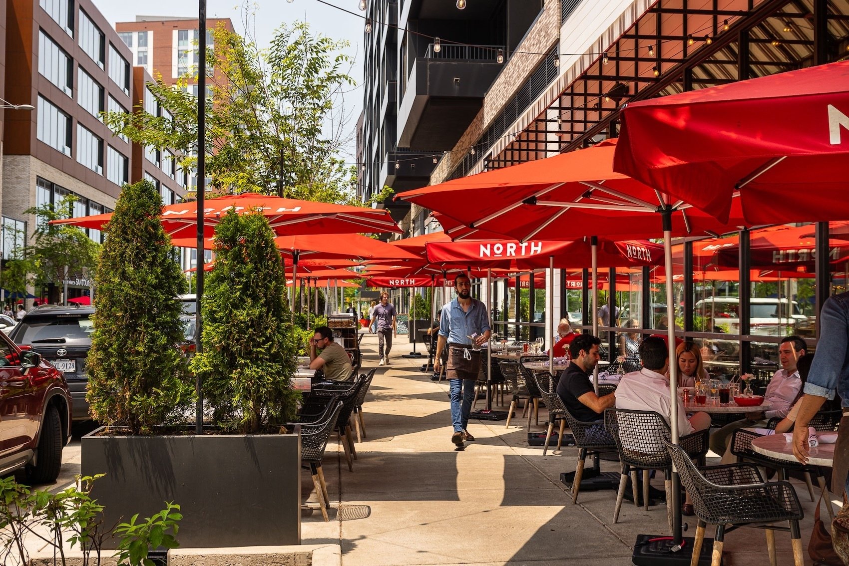 The boror outdoor seating restaurant hanging lights 1