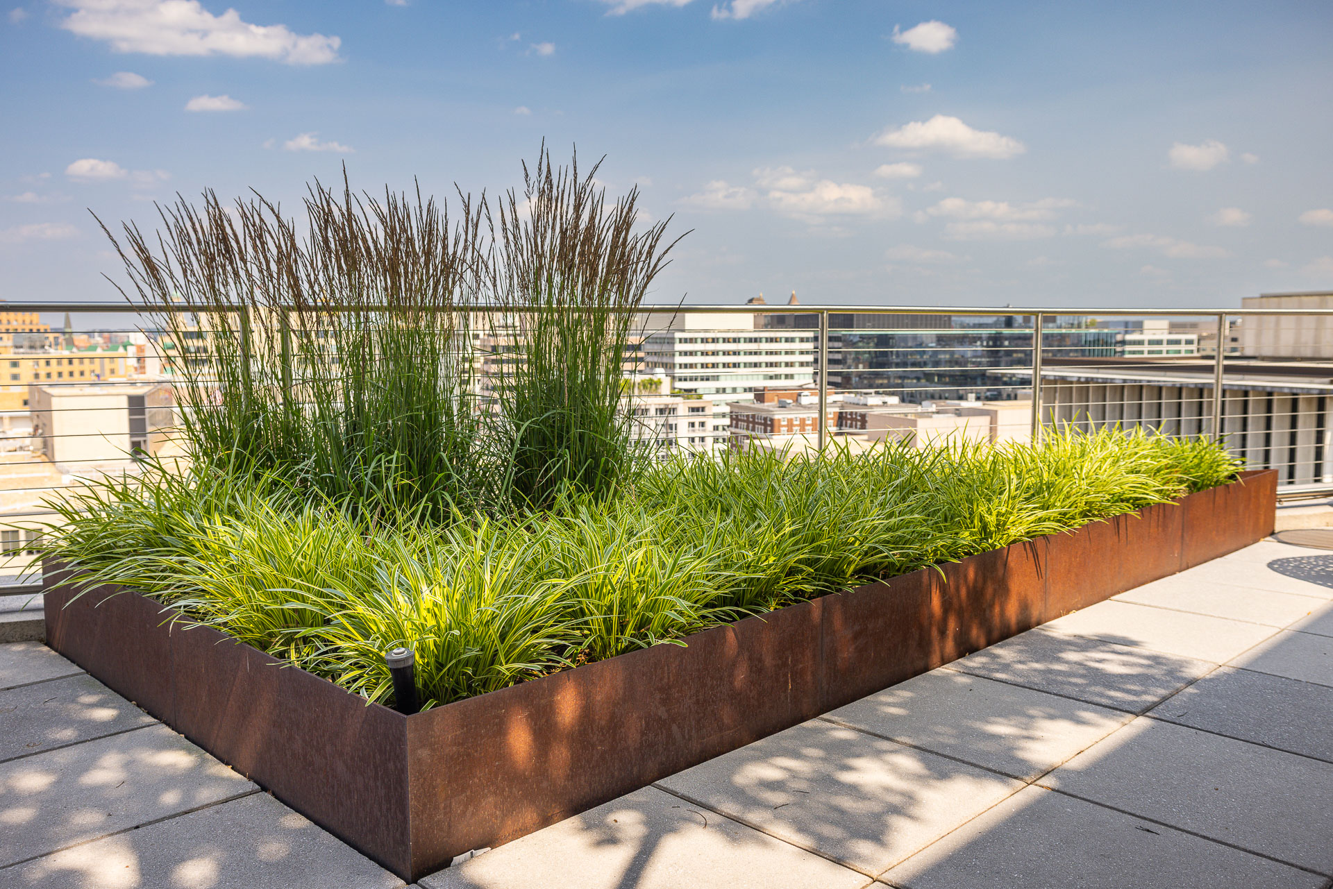 1200 17th Street raised landscape beds rooftop outdoor seating 