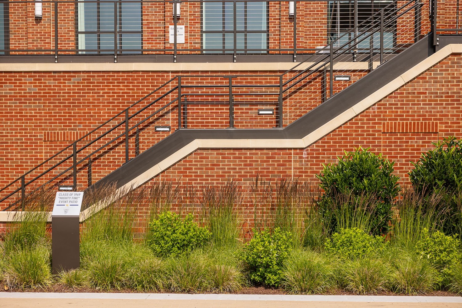 Flugel Alumni Center landscape beds staircase