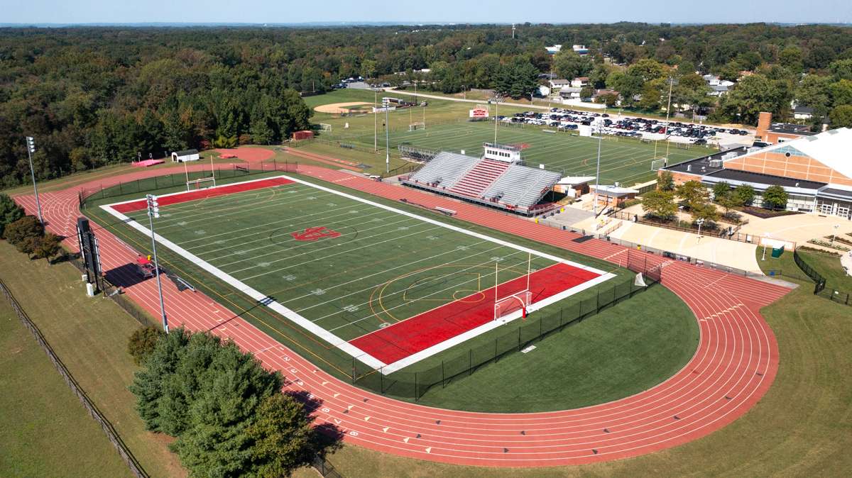 Archbishop Spalding School aerial of sports field track