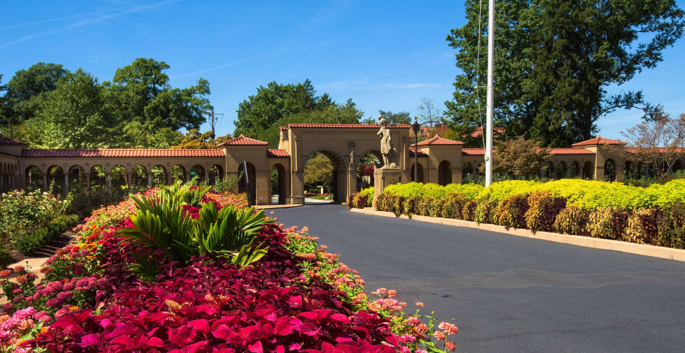 FranciscanMonastery driveway entrance flowers plantings