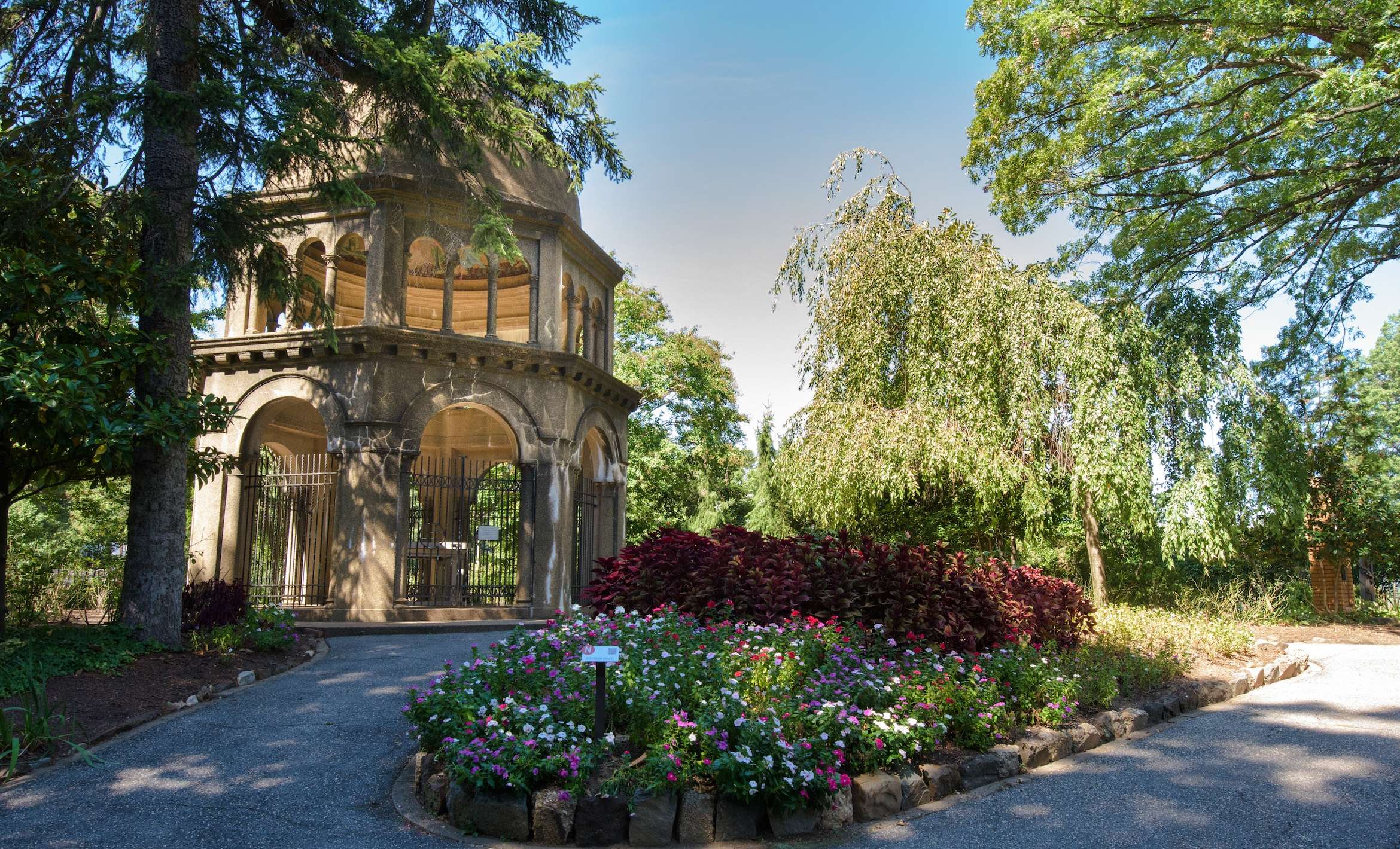 FranciscanMonastery walkway flowers plantings dome building church