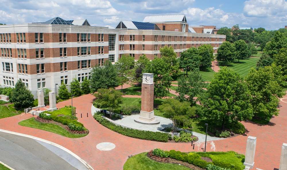 University of Maryland college aerial common area trees